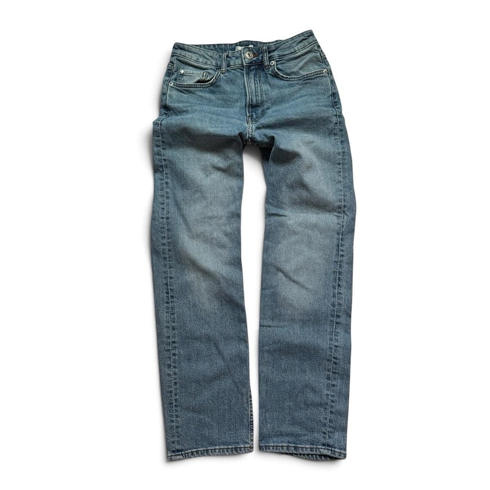 HM Women Slim Straight Leg Jeans Medium Wash Blue Size 4 Faded Denim
